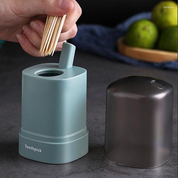Botellas de almacenamiento Caja dispensadora de palillos de dientes simple Soporte para tarros Organizadores de cocina creativos automáticos