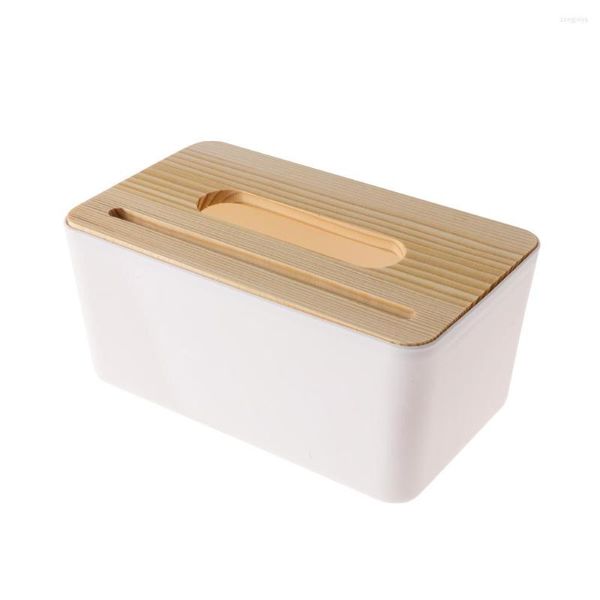 Botellas de almacenamiento Caja de pañuelos de plástico de madera simple Cubierta de bambú Servilleta Hogar Cocina El Comedor Decoración Exquisito de moda