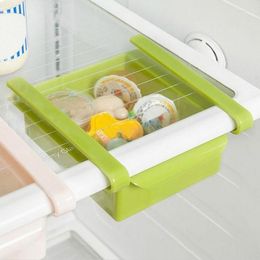 Botellas de almacenamiento deslizamiento de la cocina nevera congelador espacio de ahorro organizador de la rejilla contenedor del soporte del estante