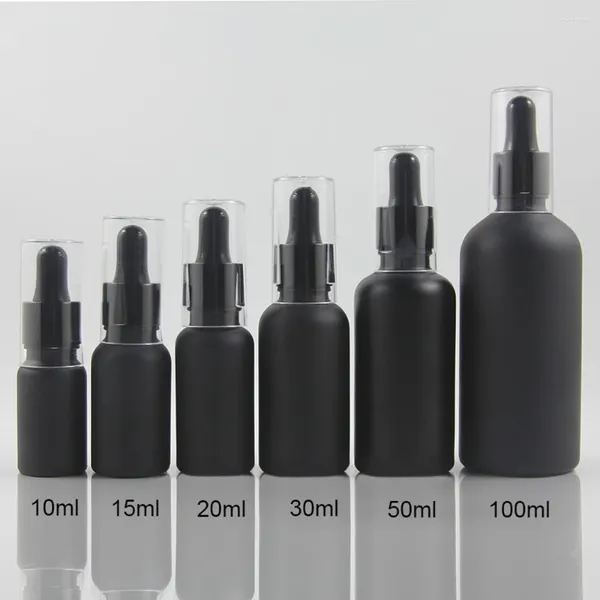 Botellas de almacenamiento Capacidad pequeña 10 ml Vial de vidrio de perfume negro/esmerilado con cuentagotas