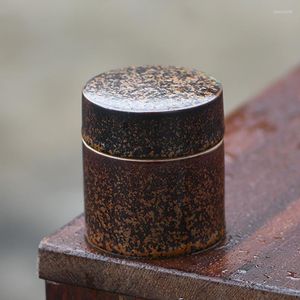 Botellas de almacenamiento pequeño tarro de té de cerámica estilo japonés botella organizadora suelta tarros creativos hechos a mano con tapa de regalo