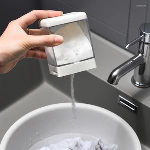 Bouteilles de stockage petite boîte de poudre à laver suspendue au mur conteneur de salle de bain Transparent blanchisserie hermétique