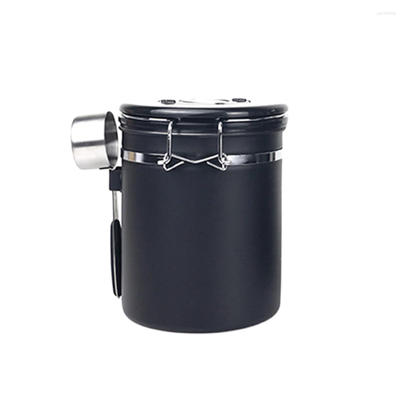 Storage Bottles Smell Proof One Way Valve With Spoon Can Stainless Steel Airtight Beans Coffee Canister Container Tea Sugar