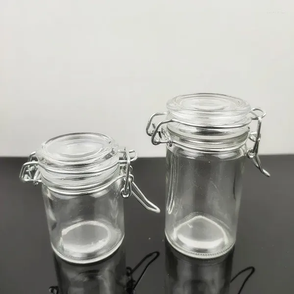 Bouteilles de stockage Snap Jar Bouteille en verre ronde Bonbons Thé Bougie Scellée Assaisonnement Flacon