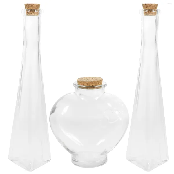 Bouteilles de stockage Souvenir Sable Bouteille décorative Clear Sandles Craft Liège miniature en forme de coeur