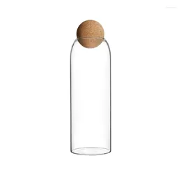 Botellas de almacenamiento Corcho esférico Frasco de vidrio transparente Contenedor de barra sellada para té de frutas Botella de boca grande