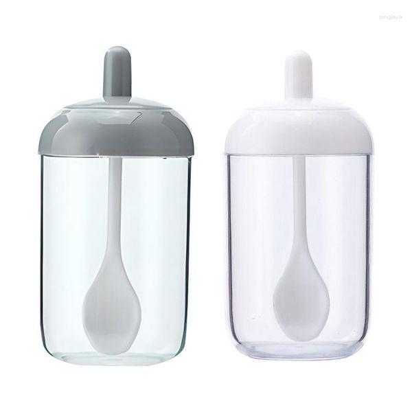 Bouteilles de stockage Distributeur d'épices Pot Tube à essai en verre avec couvercle Couvercle Bouteille ronde Conteneur Sel Sucre Assaisonnement Accessoires de cuisine