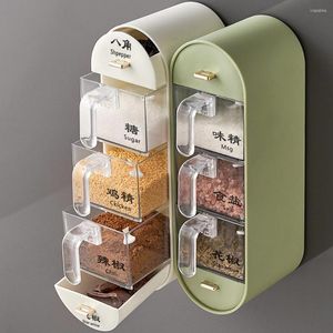 Opslagflessen kruidenrek voor keukensuiker en zoutpot kruidencontainer doos huishouden muur gemonteerde punch-vrije combinatie set