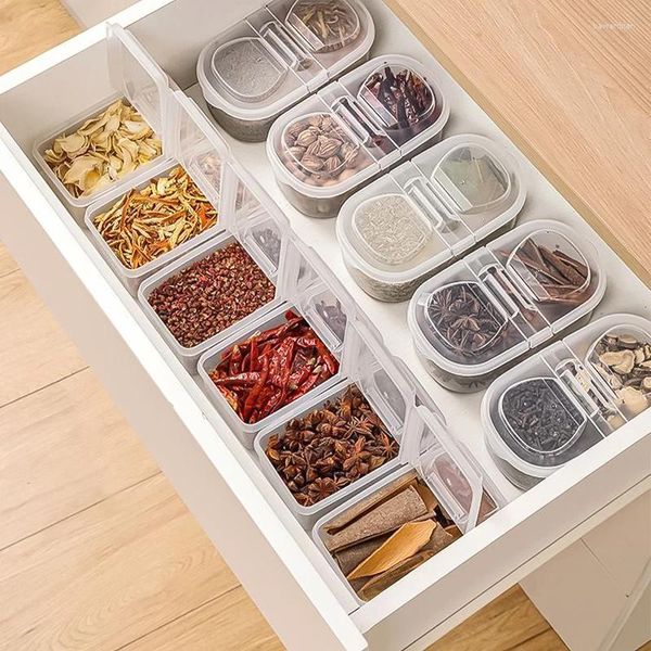 Caja de especias para botellas de almacenamiento, tarro de condimentos de escritorio para cocina, organizador de cajones, sellado a prueba de humedad para contenedor de té