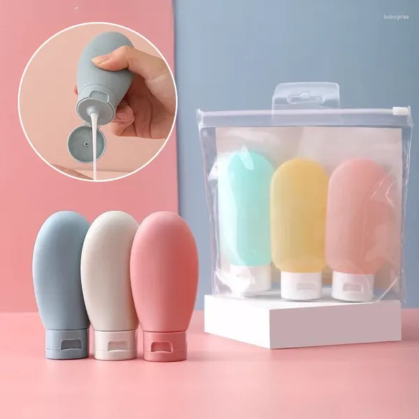 Bouteilles de rangement, ensemble de trois pièces, couleur bonbon, rechargeable, taille de voyage, Tube à presser mignon, Lotion, shampoing, outil de maquillage