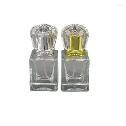 Botellas de almacenamiento Atomizador de botella de spray 30ml 6 piezas de tornillo Bomba de oro Tapa de diamante de plateado de lujo Perfume de vidrio transparente vacío recargable