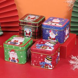 Bouteilles de rangement Boîte à bonbons carrée Pratique Facile à transporter Robuste et durable Matériau en fer de haute qualité hermétiquement scellé Noël