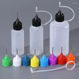 Bouteilles de stockage compte-gouttes compressibles réutilisables pointe d'aiguille applicateur de colle en plastique bricolage artisanat bouchon de preuve vide liquide coloré outil rechargeable