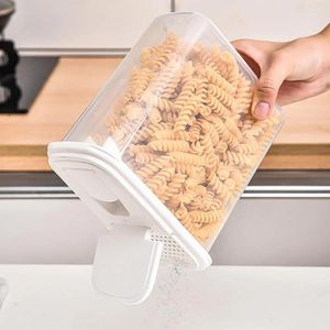 Bouteilles de stockage boîte à céréales empilable récipient scellé Transparent avec filtre couvercle à Double ouverture pour les céréales en plastique à la maison