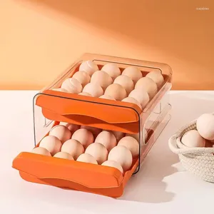 Opslagflessen stapelbare koelkast eierdoos met 32 roosters 2 -lagen containerlade duidelijke plastic eieren houder voor keukenorganisator