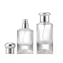 Bouteilles de rangement sous-bouchette de parfum en verre bouteille mini appuyée claire type de pulvérisateur liquide brume fine 25/50 ml de conteneur cosmétique