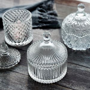 Opslagflessen Sugar Bowl Sieraden Crystal Jar Glassware Snoep met deksel Decor Spice Organizer Rack Glass Cosmetic