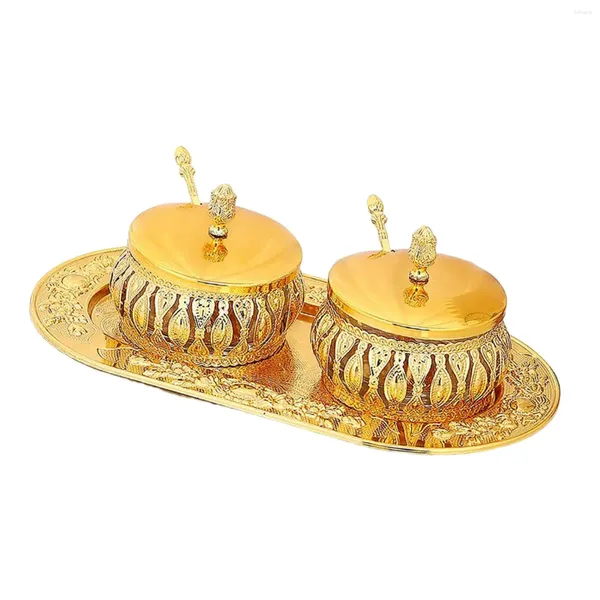 Bouteilles de rangement Bols de sucre régler les pots de condiments avec cuillère de couvercle et plateau pratique pour le thé à thé épice professionnelle