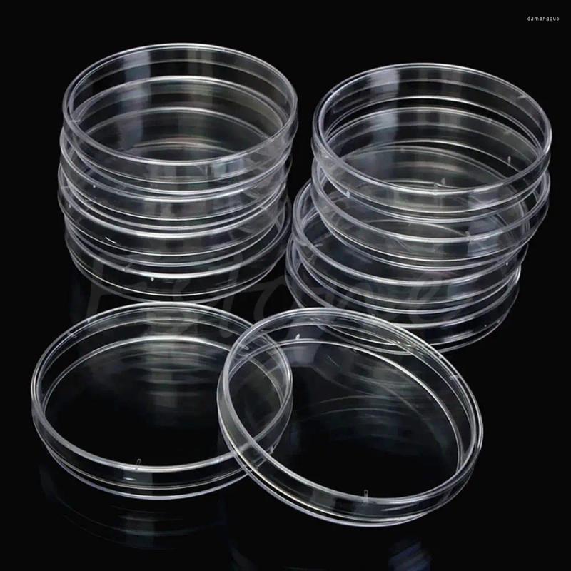 Bouteilles de stockage fournitures 55x15mm en plastique Transparent avec couvercles boîtes de pétri stérile plat Transparent Culture de bactéries