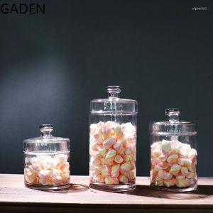 Opslagflessen hoge glas snoep potje Europese stijl transparante fles met deksel decoratieve bruiloftdecoratiecontainer