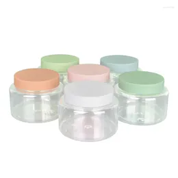 Bouteilles de rangement des pots de crème en plastique tansparent contenant des pots de maquillage rose blanc bleu bleu vert vide large bouche bouche 250 ml masque capillaire cosmétique