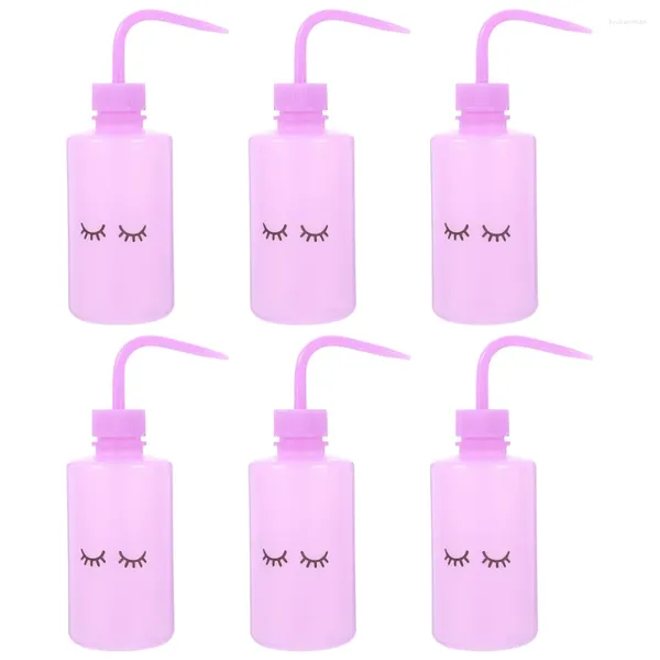 Bouteilles de rangement Tatouage Bouteille de lavage 6pcs Sécurité Labre Squeeze à l'eau Merte Extensions des cils à bouche étroite Eye