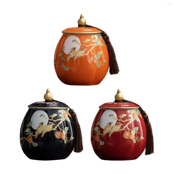 Bouteilles de stockage Pot de bouteille de thé en porcelaine chinoise avec couvercle hermétique multi-usages scellé pour la décoration intérieure