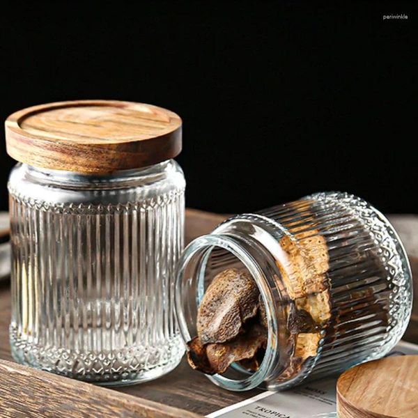 Bouteilles de rangement thé peut contenant des contenants hermétiques pour aliments transparents en verre transparent couvercle scellé