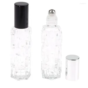 Bouteilles de stockage Épais 10 ml Rouleau de verre givré sur des pierres précieuses naturelles Roller Ball Flacons d'huile essentielle Vide Bouteille de parfum rechargeable