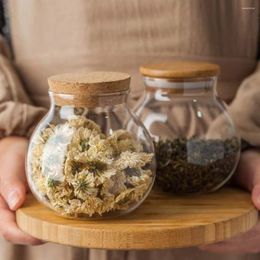 Bouteilles de stockage en verre épais, boîte de thé transparente, résistante à la chaleur, grande bouteille de fleur en liège scellée, pot de réservoir sans plomb