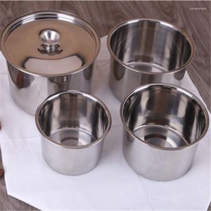 Bouteilles de stockage Épaisseur En Acier Inoxydable Condiment Pot Huile Assaisonnement Casserole Cylindre Baril Bol À Oeufs Mijoté Lait Peut Bouteille De Sel