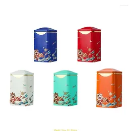 Botellas de almacenamiento Caja de hojalata Patrón tradicional chino Favor de la boda Cajas de té de viaje duraderas Regalo