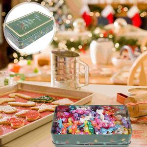 Opslagflessen Tijnbat doos Kerstcookiecontainers Rechthoek Rechthoek Stenties Deksels Gift Geven Jar