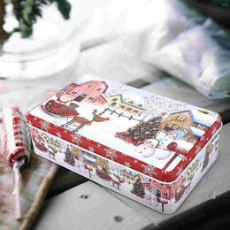 Botellas de almacenamiento Tinplate Candy Tin Christmas Box Box Metal Cookie Container Xmas Decoración