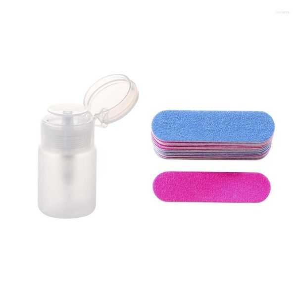 Bouteilles de stockage Top vente 70Ml Nail Art maquillage vernis pompe en plastique avec 100 pièces fichiers Double couleur en bois Mini tampon de ponçage