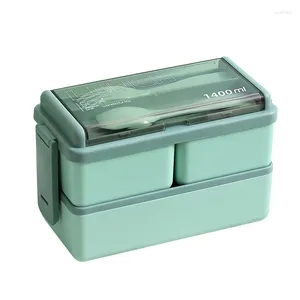 Opslagflessen topverkoper magnetron lunchbox draagbaar 2 lagen voedselcontainer gezonde bento boxes lunchbox met bestek