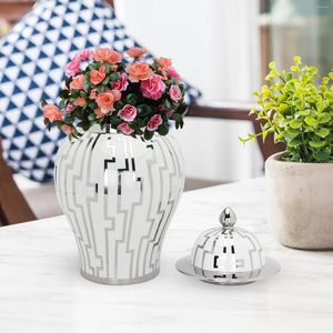 Bouteilles de rangement Vase à fleurs traditionnel Pot de gingembre Artisanat Affichage Porcelaine pour chambre à coucher Collection Arrangement floral Salon