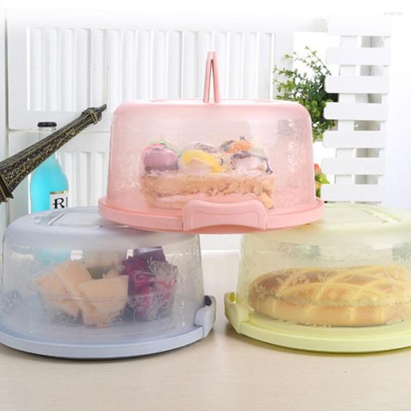 Bouteilles de stockage boîte à gâteau d'anniversaire transparente 10 pouces ronde cuisson emballage étui Fruits réfrigérateur frais-garder multicolore