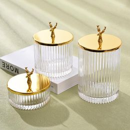 Opslagflessen transparant glazen pot gouden deksel thee koffie suiker potten sieraden decoratie kaarse keukencontainer