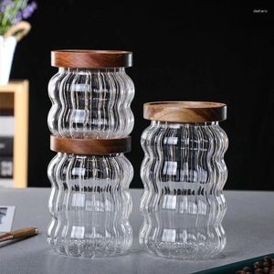 Bouteilles de rangement pot en verre transparent bouteille scellée CAFET CAFE CAFI