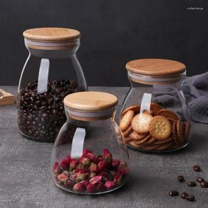 Bouteilles de rangement en verre transparent pot scellé avec couvercle multigrain délicat de cuisine gaspillement échantillon de thé familial maison