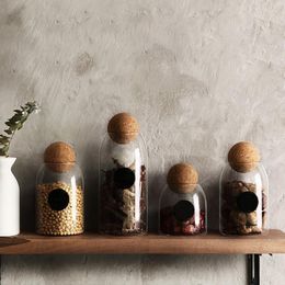 Bouteilles de stockage réservoir en verre Transparent avec boule de liège maison bouteille de couvercle de pot sans plomb pour les céréales de thé