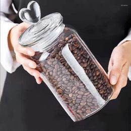 Bouteilles de stockage couvercle en forme de coeur Transparent récipient en verre Suger pot scellé bouteille grain de café cuisine récipients alimentaires