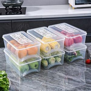 Bouteilles de stockage transparentes, grande boîte de réfrigérateur, bac à légumes scellé, fruits et légumes de cuisine avec couvercle