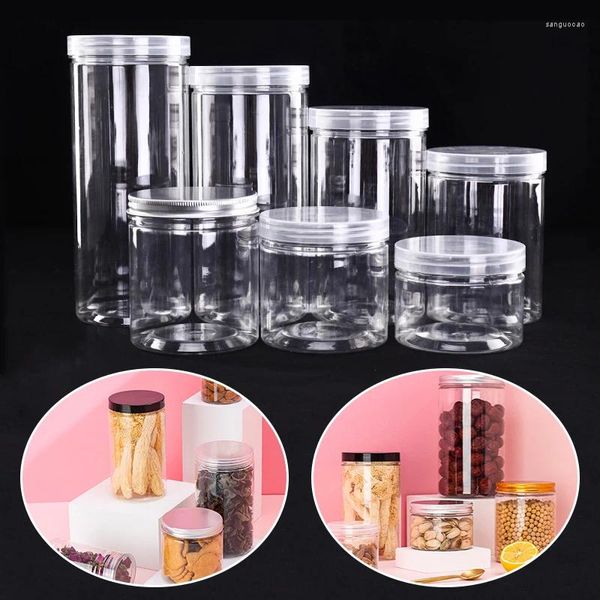 Bouteilles de stockage Pot en plastique transparent Boîte scellée pour aliments Résistant à l'humidité et à la poussière Matériel de sécurité visible Fruits secs Bonbons Cuisine