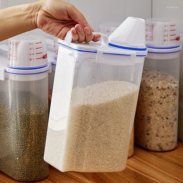 Bouteilles de stockage Transparent Portable scellé conteneur réservoir de qualité alimentaire en plastique granulés anti-insectes humidité cuisine céréales