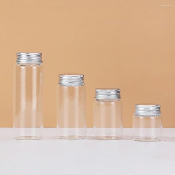Botellas de almacenamiento Polvo transparente Tubo de prueba Embalaje de botella Tapa de aluminio Control Vidrio Caramelo Recargable