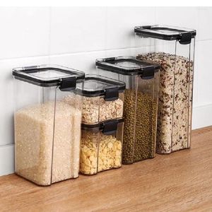 Opslagflessen transparante afgesloten container doos keuken plastic kruiden noten korrels tank
