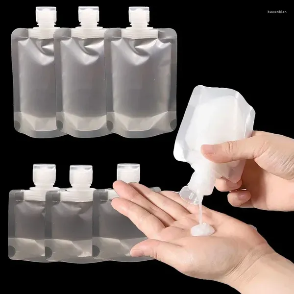 Bouteilles de stockage Sac d'emballage de maquillage fluide de voyage Sac d'emballage de coquille de palourde transparente Pochette de bec rechargeable vide Squeeze écologique