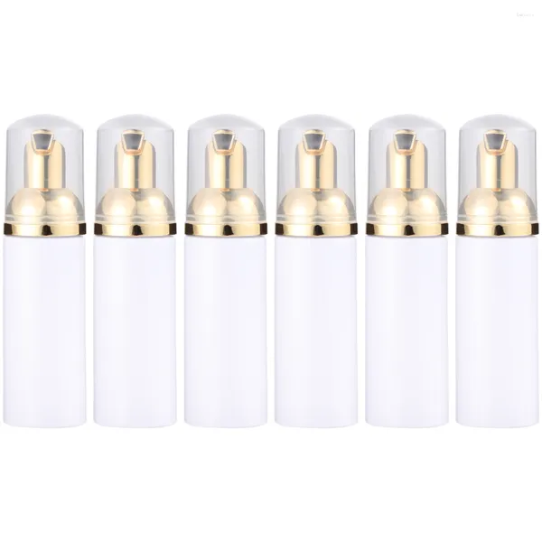 Bouteilles de stockage Distributeur de bouteilles moussantes de voyage: 6pcs 50ml Pompe à mousse dorée Flacon rechargeable Récipients en plastique pour cosmétiques